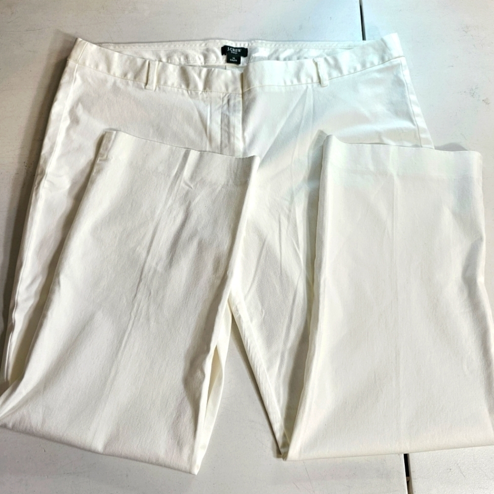 J Crew Stretch City Fit White Ankle Capri Straight Leg Comfy Pants Size 14